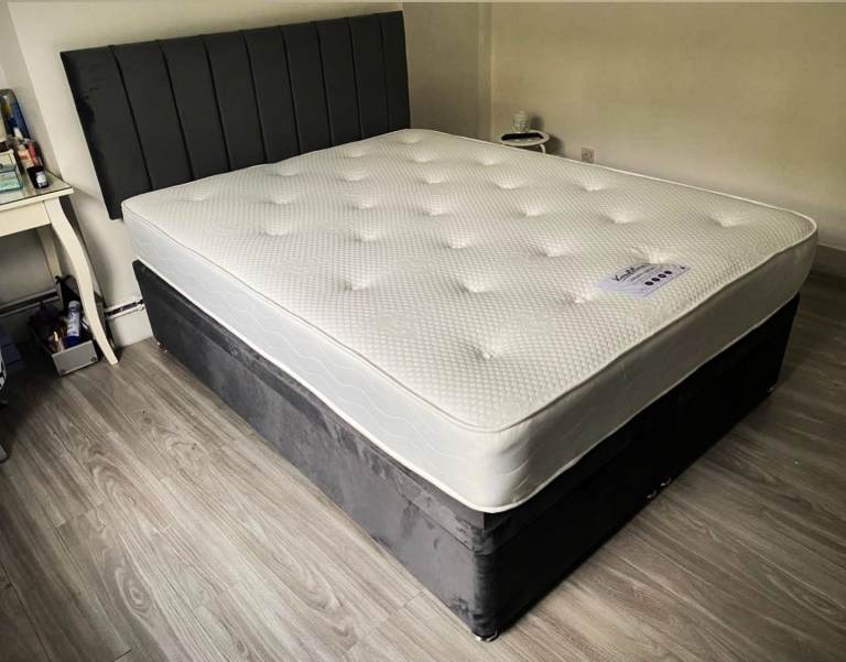 GRAB NOW = Divan 4FT6 Double Bed Base With Mattress & opt-storage == 10% OFF == FREE DELIVERY