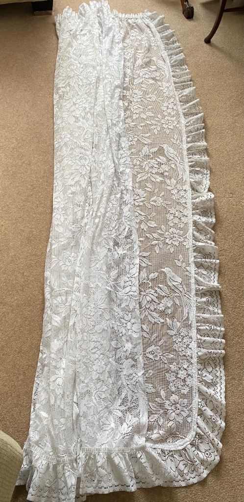 St Michael White Lace Curtains, 90 inches drop one pair 