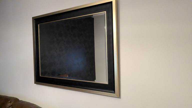 Next black & gold rectangle mirror 