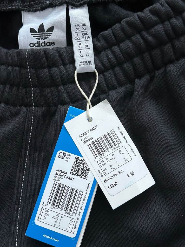 NWT Navy Adidas script pants XL