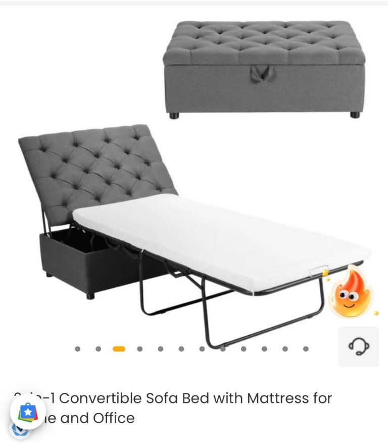 image for Cost way 2 in 1 convertible sofa bed folding ottoman 