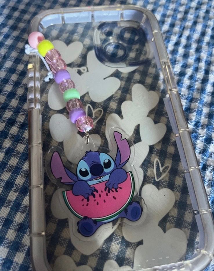 Clear Phone Case with Stitch and Watermelon Charm