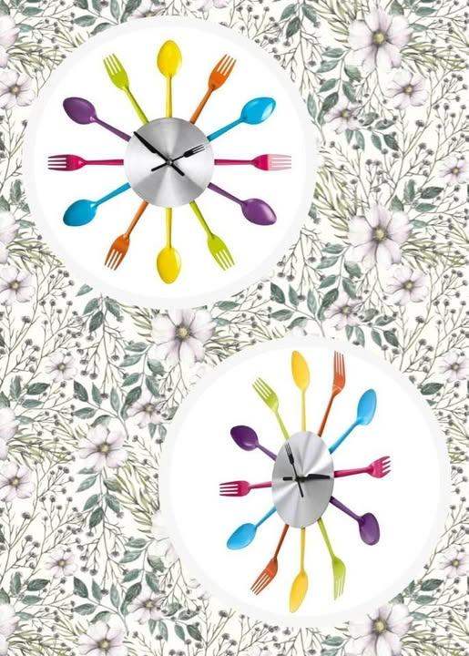 Multi-Coloured Cutlery Wall Clock