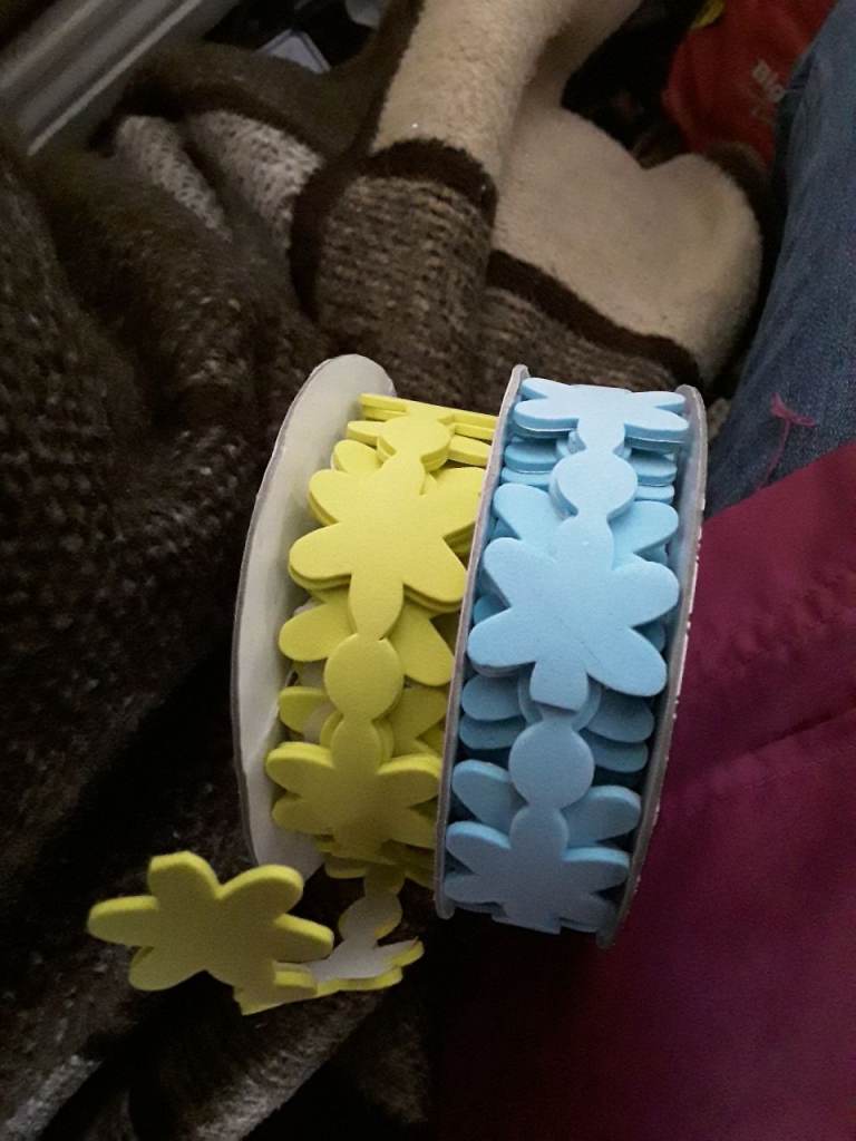 New Foam Flower Craft Rolls - Yellow and Blue