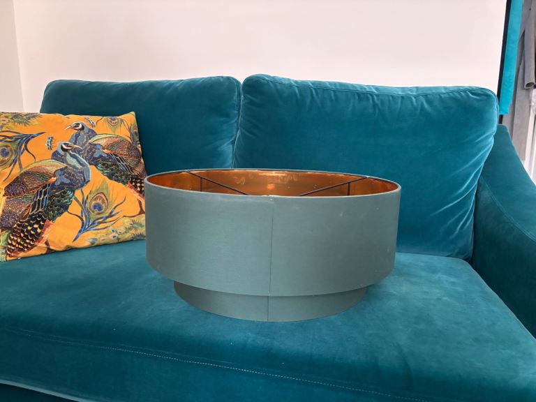 Made .com Super Size Tiered Velvet green Shade with Brass Lining