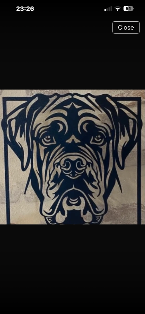 Bull Mastiff Dog Head Metal Wall Art - Black Silhouette Decor