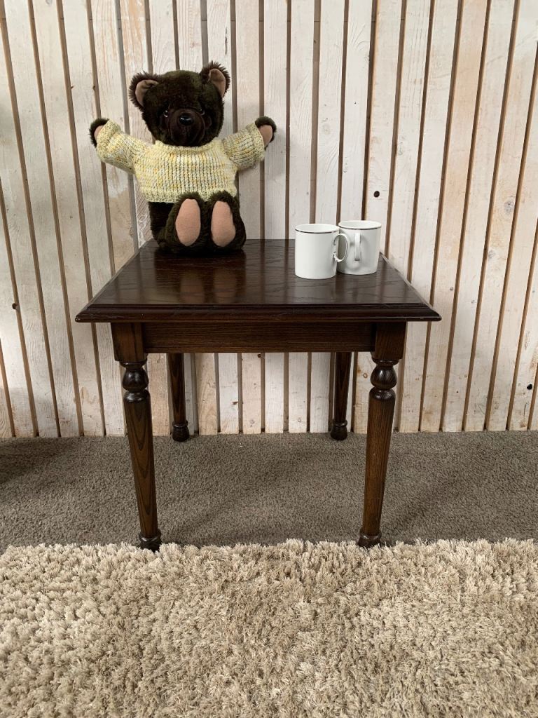 Jentique Small Side Table – Dark Wood Vintage Bedside / Lamp Table Mid Century