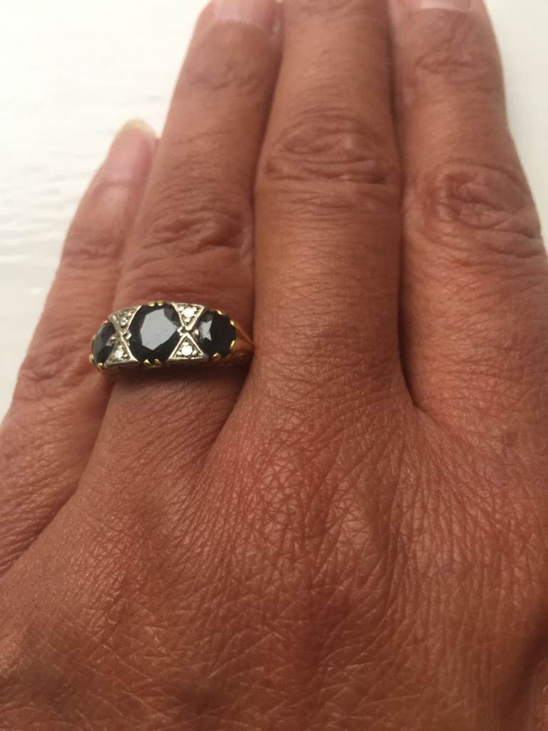 Vintage 9ct gold sapphire and diamond eternity ring
