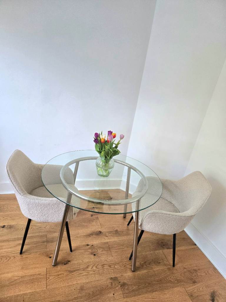 x2 Boucle Fabric Accent / Dining Chairs