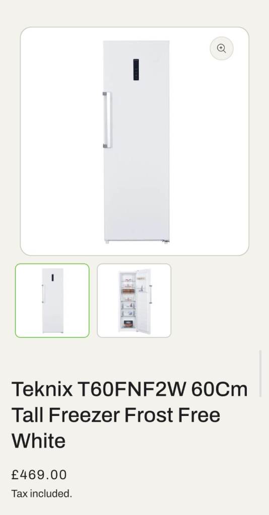 Teknix tall Freezer NEW