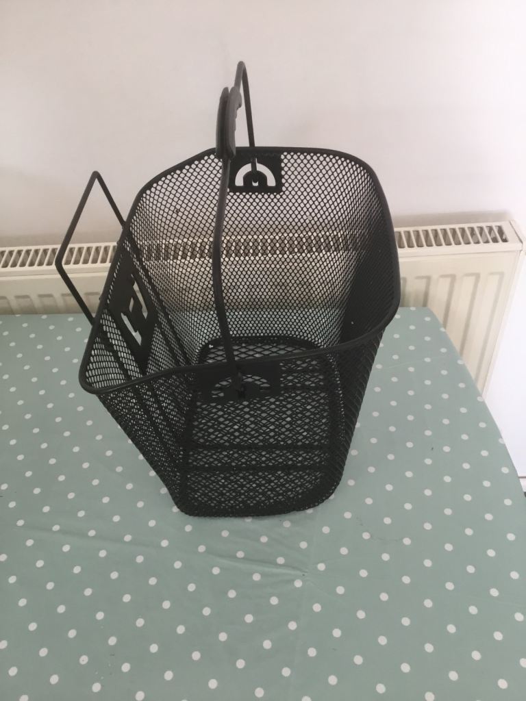 Sturdy Black Metal Bike Basket with Handle