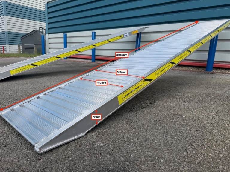 H72/35SL New Heavy Duty Aluminium Loading Ramps Pair (510mmx3500mmx1036kg)