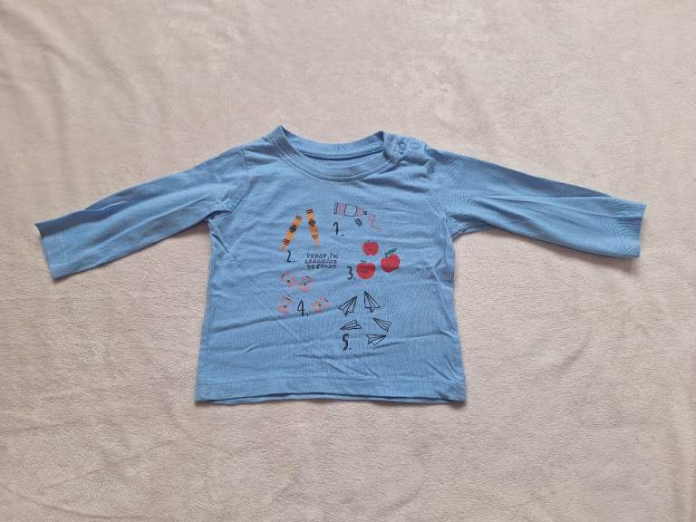 Blue Long Sleeved Im Learning To Count Top Primark Size 0-3 Months 