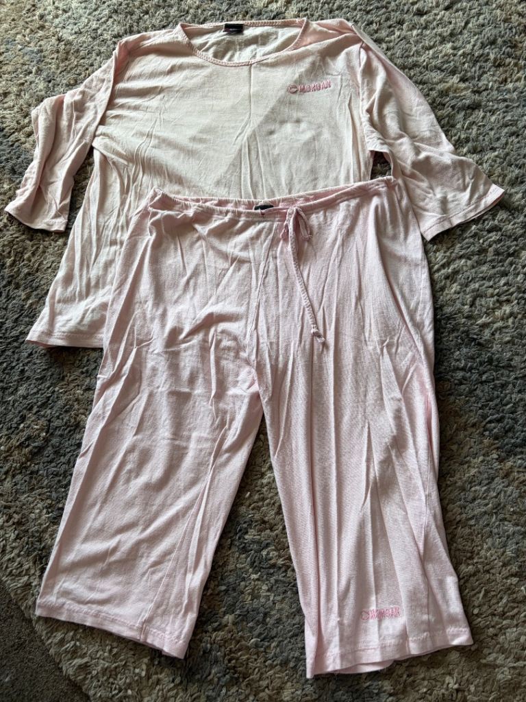 Morgan Pink Cotton Pyjama Set M/L – 3/4 Length Bottoms
