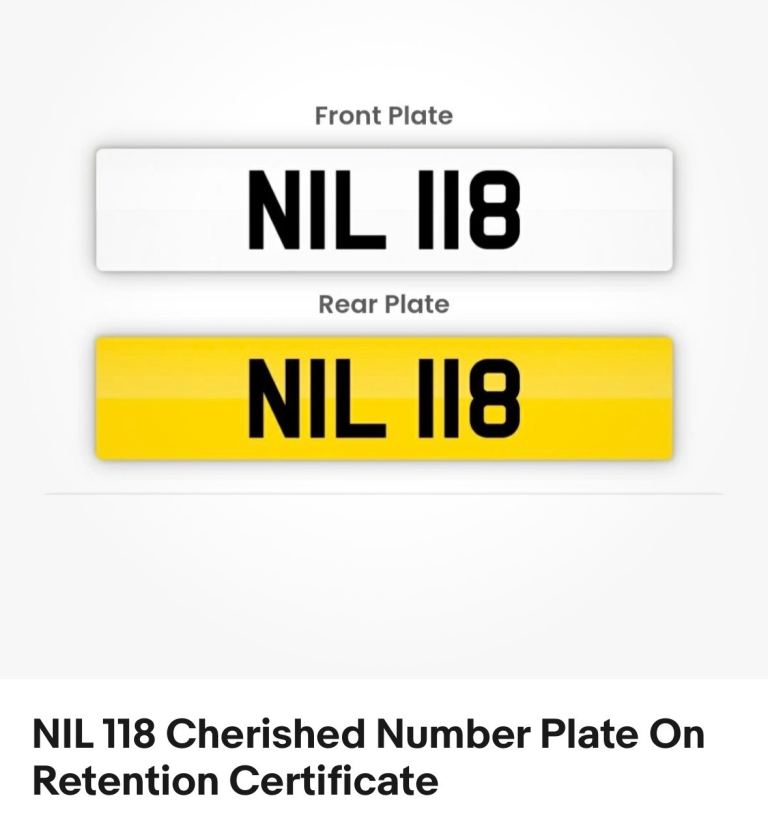 NIL 118 - Attractive Three-Digit Plate on Retention