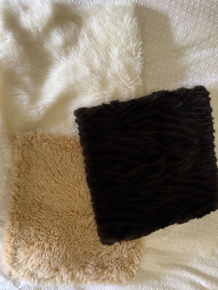 Next faux fur fluffy cushion covers x 3