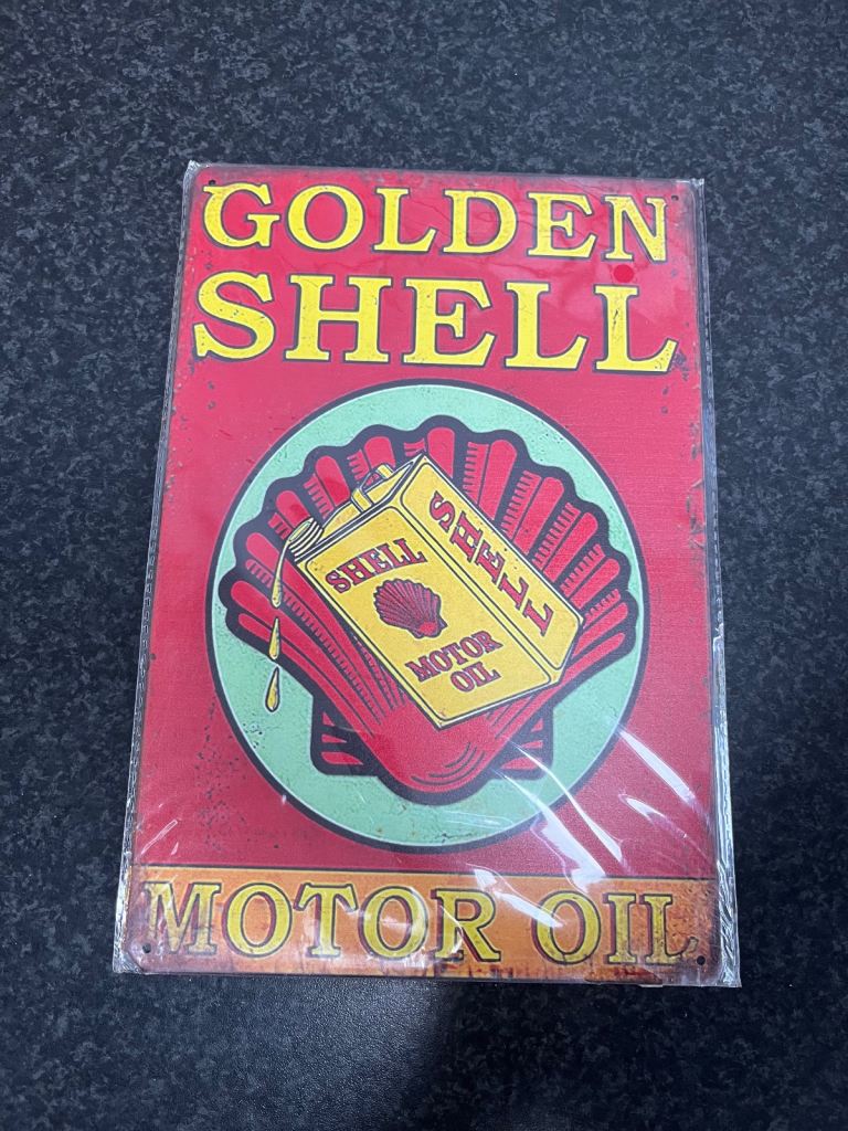 Vintage Style Sign Metal 20cm x 30cm Brand New, Shell Oil  Man/Women Cave.