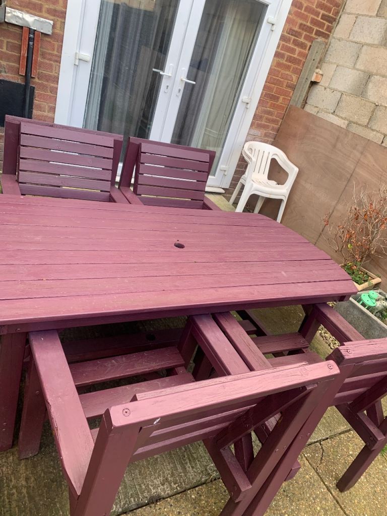 Chunky wooden garden furniture 