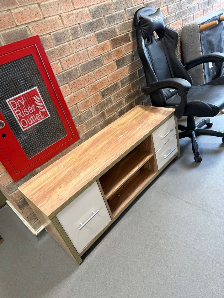 Wooden TV Unit with Storage – Good Condition