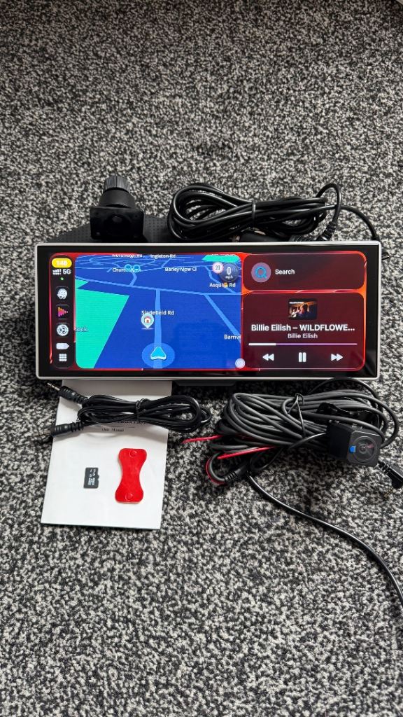 11.26" Wireless Apple CarPlay & Android Auto Screen with Front & Rear/Reverse Camera