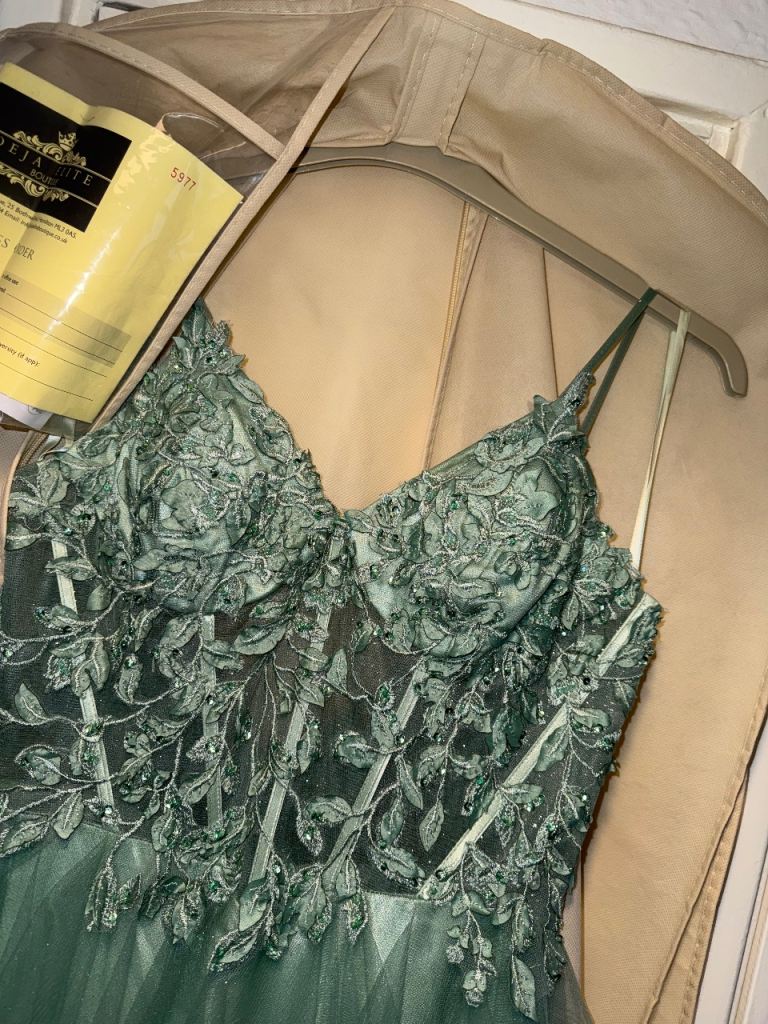 Tiffany’s Prom Dress - Name Fern - Sage size 6 