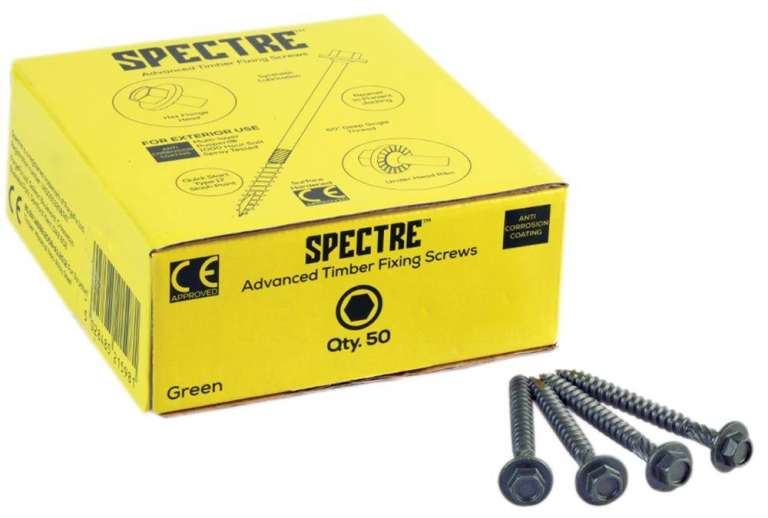 Spectre Hex Drive Structural Timber and Decking Screws 6.3mm x 150mm. £16 per box 50