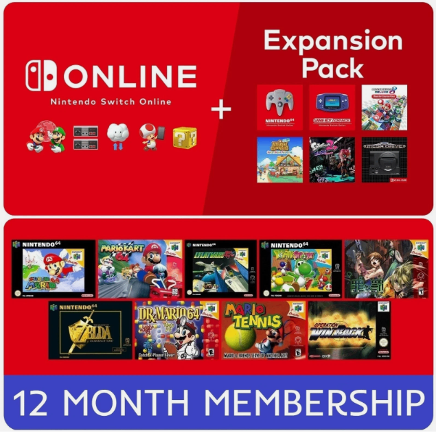 12 month Nintendo Switch Online & Expansion Pack family membership (works with Switch 1 & Switch 2)