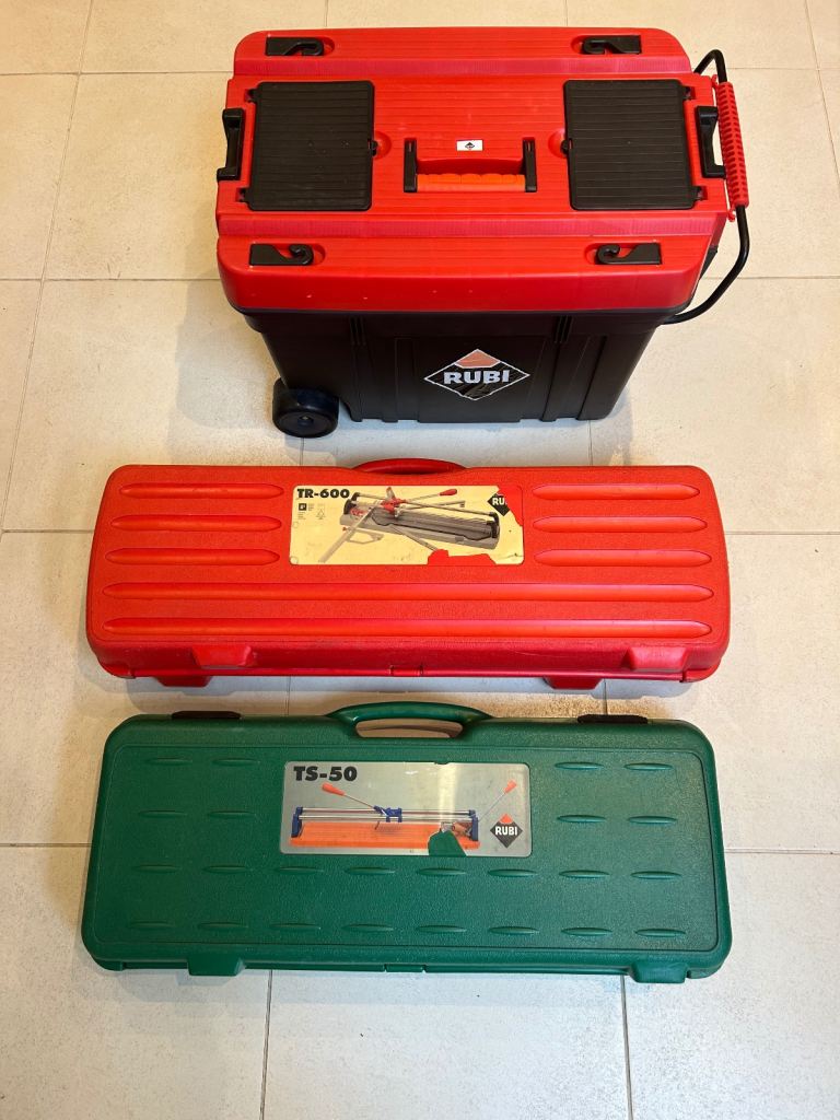 PROFESSIONAL RUBI TILE CUTTERS AND WHEELED TOOL BOX
