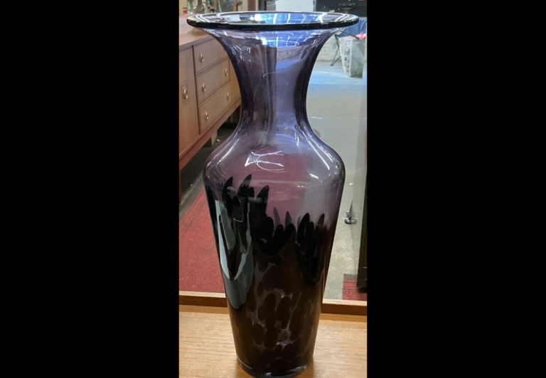 Large Vintage Tarnowiec Polish Art Glass Floor Vase – Amethyst Purple – Labelled Made in Poland