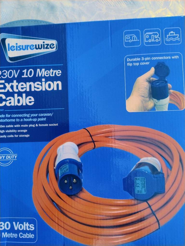 Leisurewize 230V 10 Metre Caravan Mains Extension Cable NEW