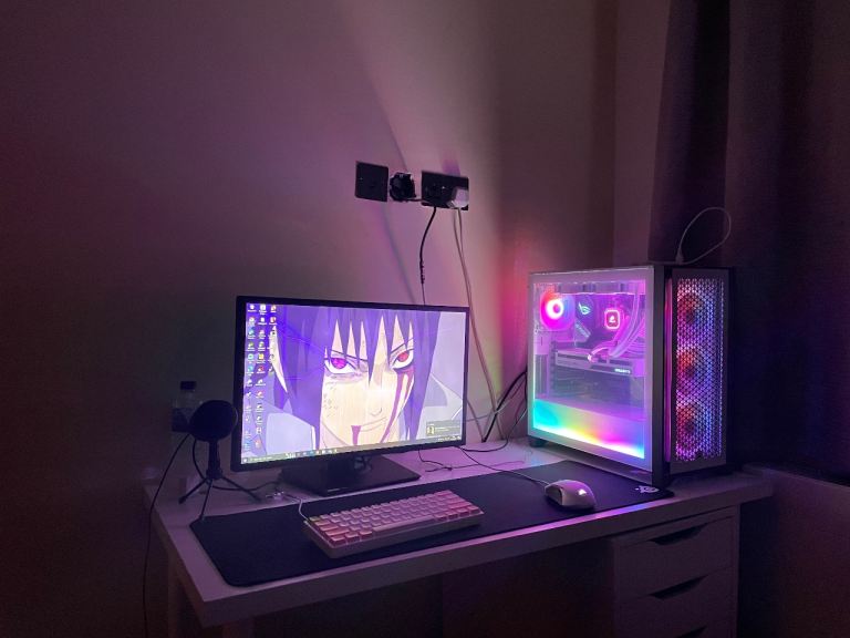 Gaming PC Setup with Monitor, Keyboard & Mouse