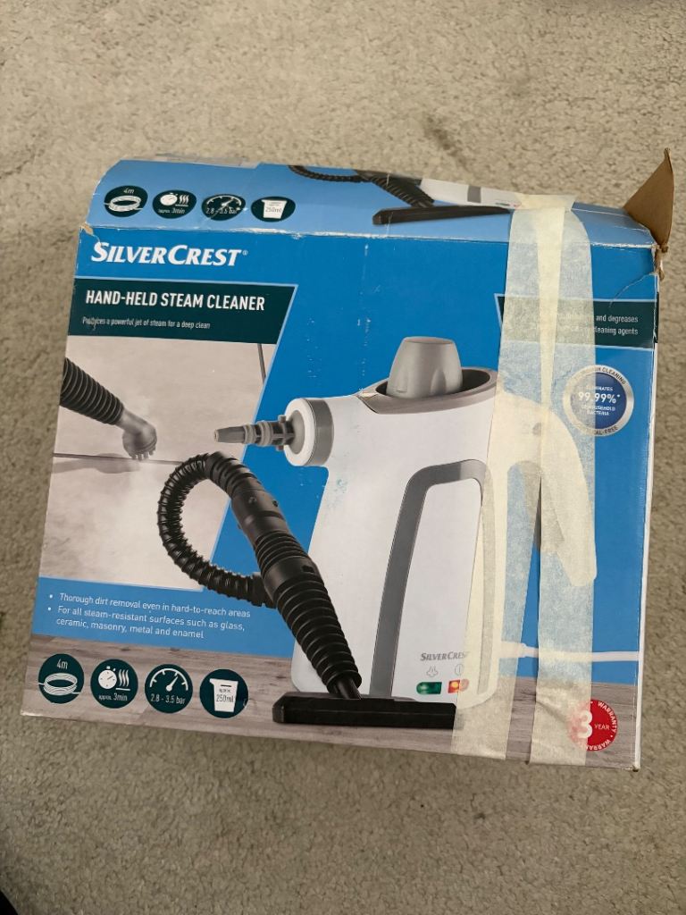 SilverCrest Hand-Held Steam Cleaner - White and Grey