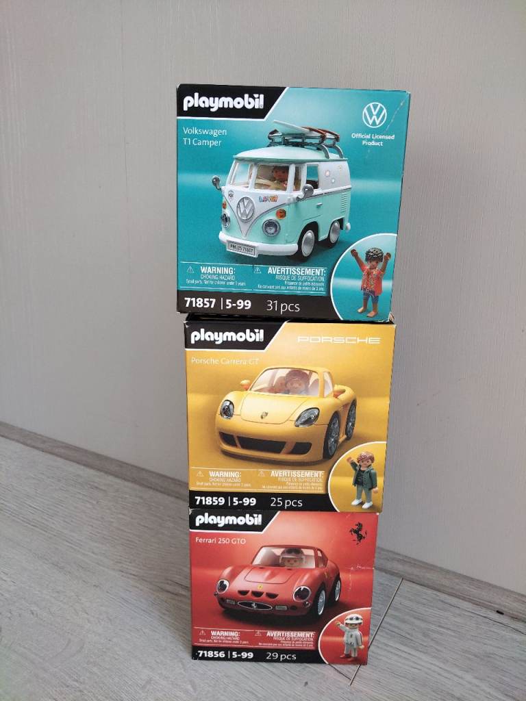 Playmobil VW T1 Camper, Porsche, and Ferrari Car Toys - NEW in Box