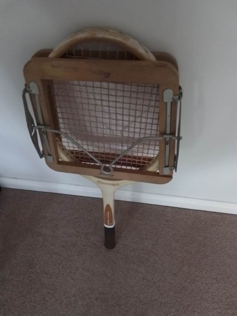 Slazenger Wooden Tennis Racquet and press...Nr Cromer. ( NO DELIVERY)