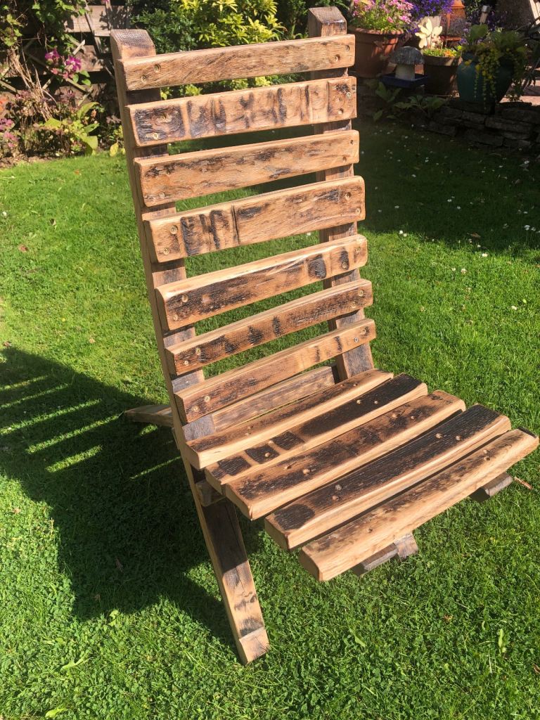 Oak barrel guitar seat or garden furniture