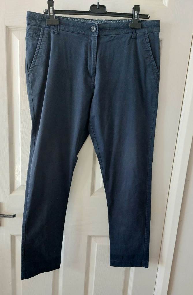 bonmarche uk 14 navy chino trousers cotton stretch vgc