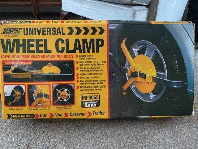 Maypole Security Universal 13" - 17" Caravan Car Van Wheel Clamp Lock #MP9065