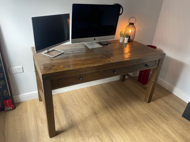 Rustic solid wood desk / table with drawers