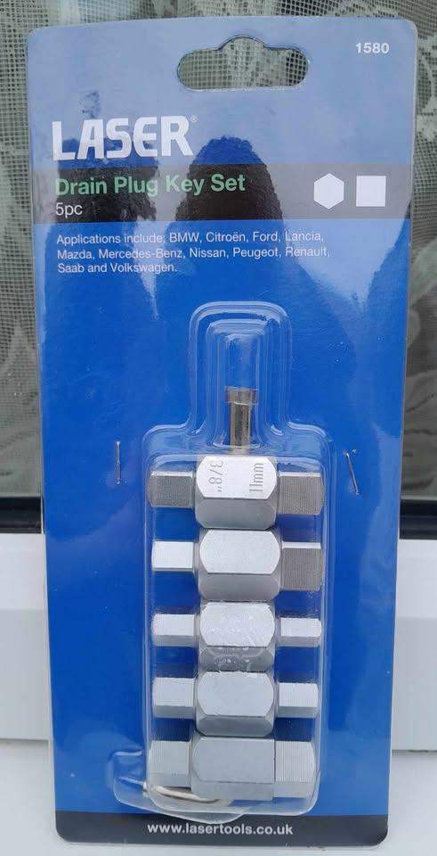 Laser Oil Drain Plug Key Set Of 5 New!