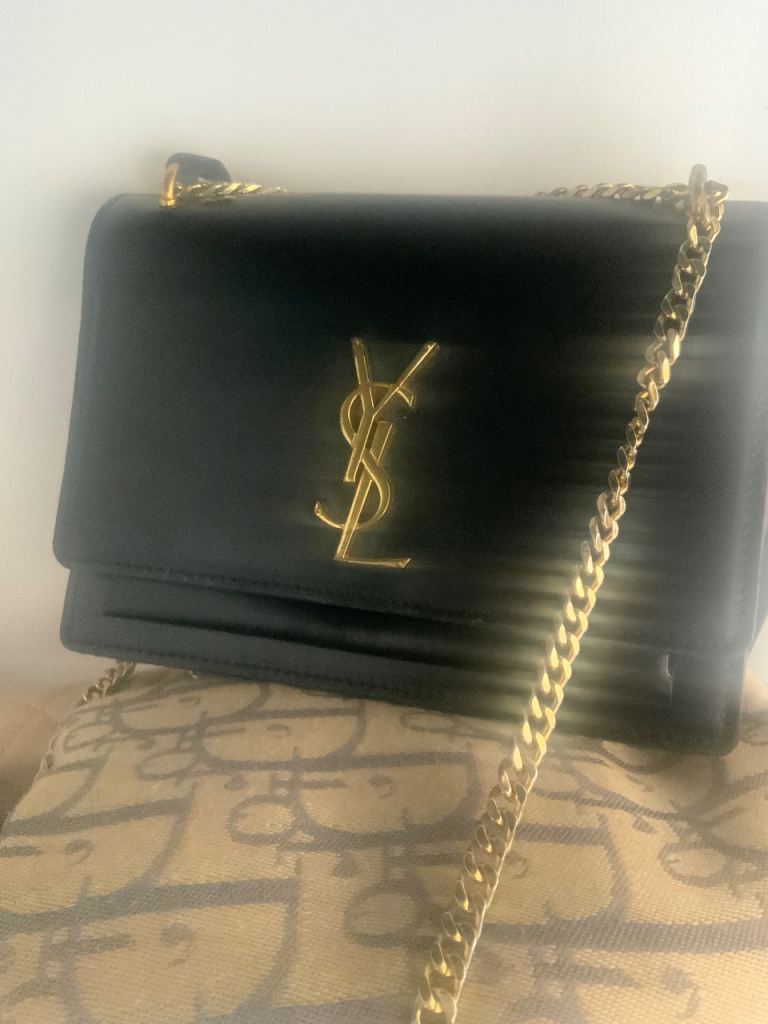 Authentic Saint Laurent Kate Bag – Black Leather & Gold Hardware