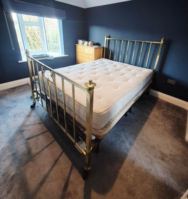 Antique James Shoolbred Co. Kingsize Brass Bed. Bed Frame Only.