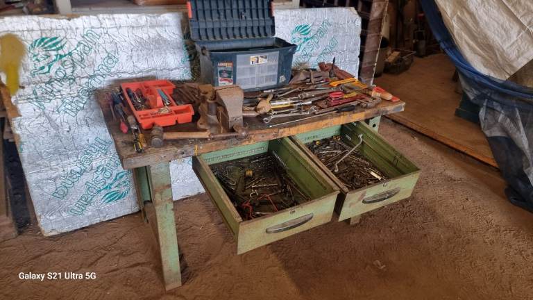 Vintage workbench + LOADS tools etc