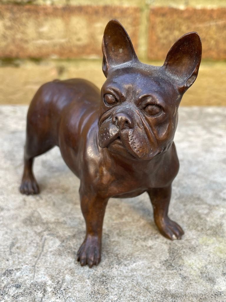 Antique bronze French bulldog 