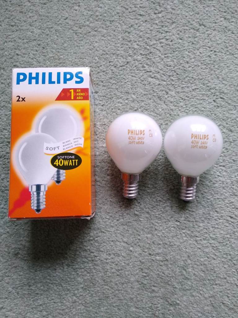 NEW PHILIPS P45 SES E14 40W SOFT WHITE LIGHT BULBS GOLF BALL SIZE