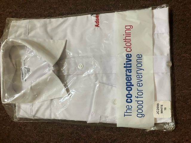 Large white collared Co-op work shirt 