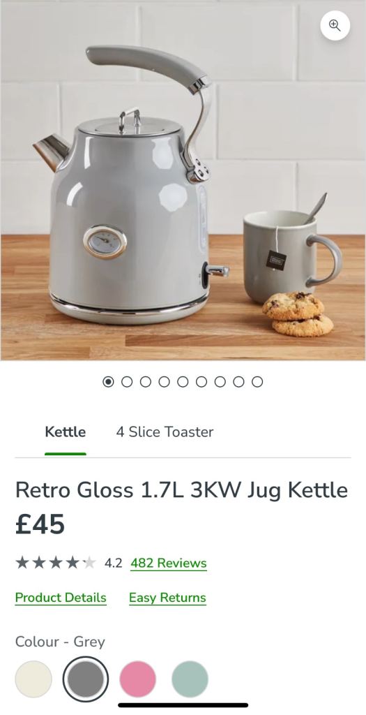 Dunelm Retro Gloss 1.7L Kettle - Good Condition