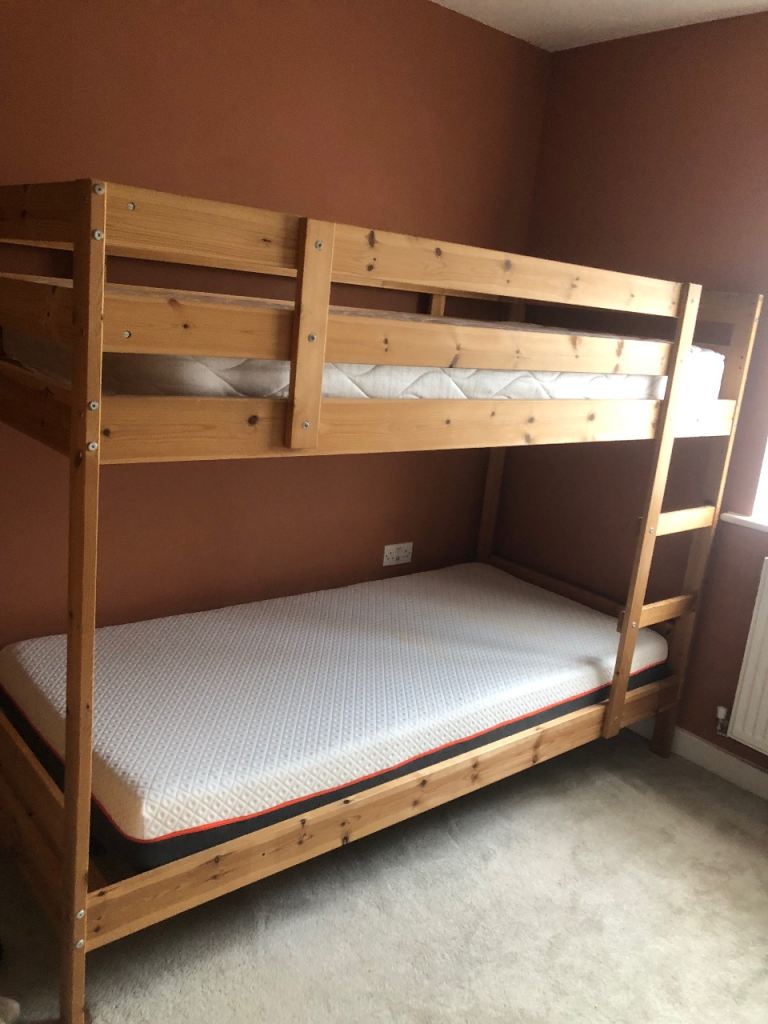 Pine Bunk Beds with Mattresses – Good Condition
