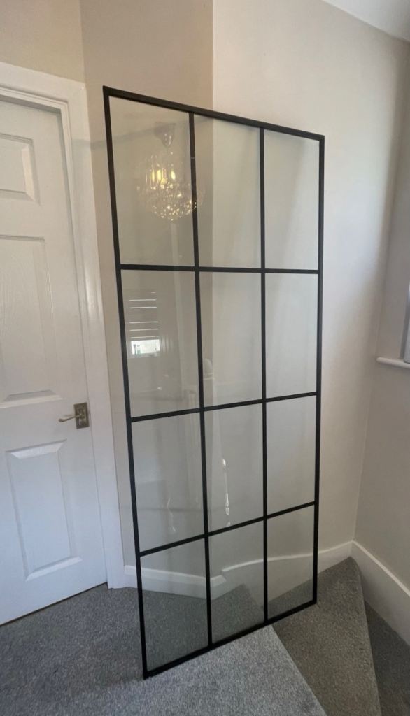Black Grid Shower Bath Screen 770x1950mm