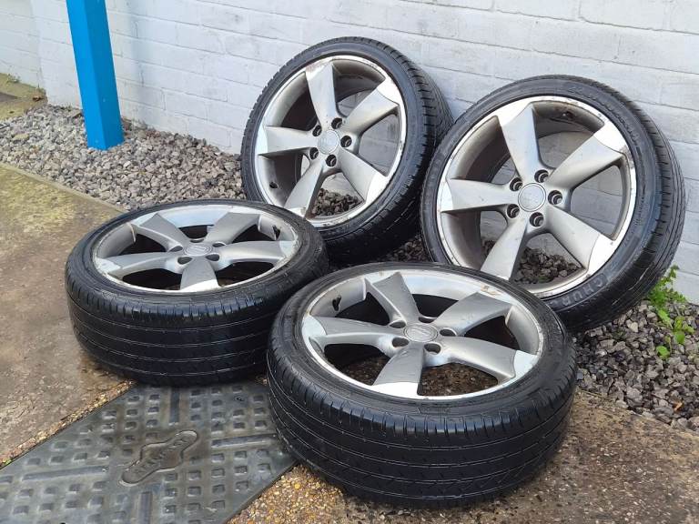 🌟Genuine Audi rotar 18 inch Alloy Wheels 5x112 with MATCHING TYRES 6M++ A3 S3 GOLF CADDY SKODA