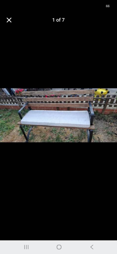 Stunning vintage heavy blacksmith made solid oak bench